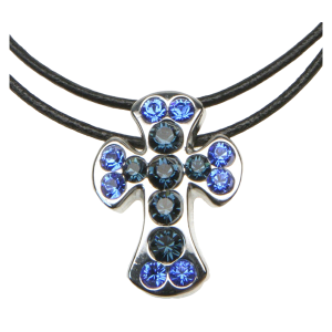 Rounded Cross Necklace - Sapphire & Navy