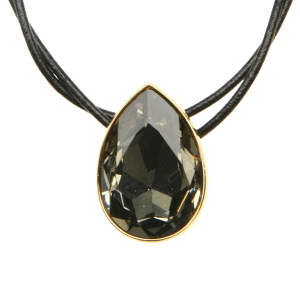 Pear Crystal Necklace - Black Diamond