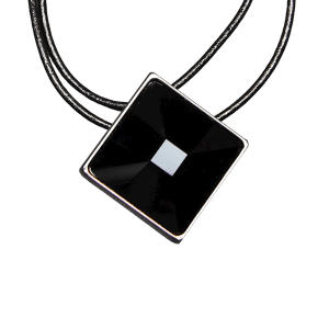 Diagonal Square Necklace - Black