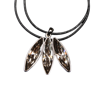 Tri Feather Necklace - Black Diamond