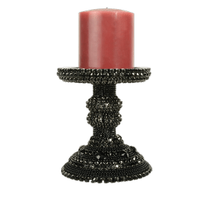 CDH-204-Jet bb Simon Swarovskii crystal Candle holder