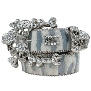 Acid Wash Tiger Stripe Skull Pile White