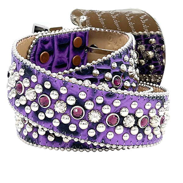 bb Simon Swarovski Crystals Italian Leather Belts Made in USA