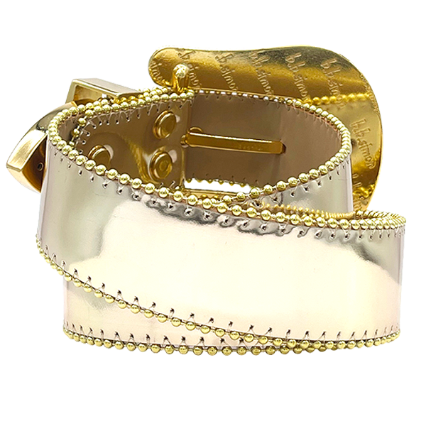 Swarovski Crystal Buckle Gold Plated Stretch Belt b.b. Simon Metallic Gold Crystal Belt – Dudes Boutique main image 4