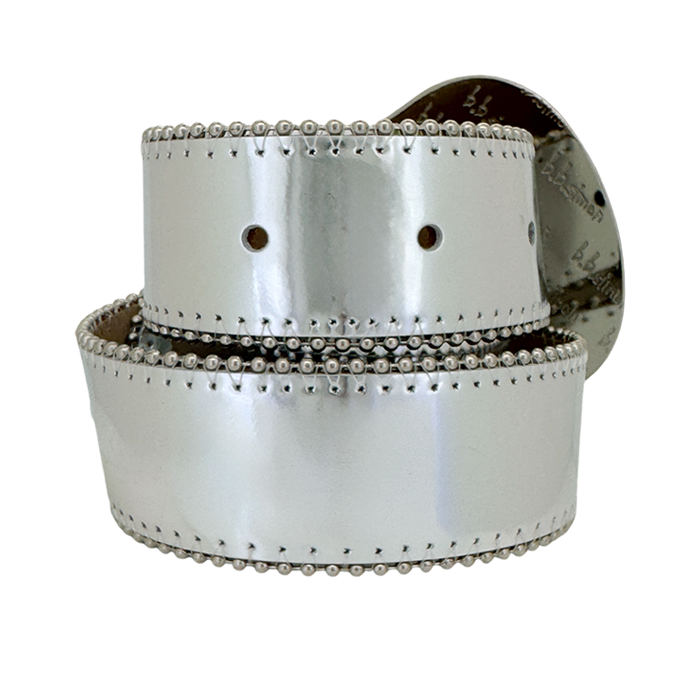 silver metallic belt