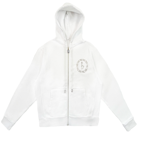 Emblem Zip Up Hoodie - White/Chrome