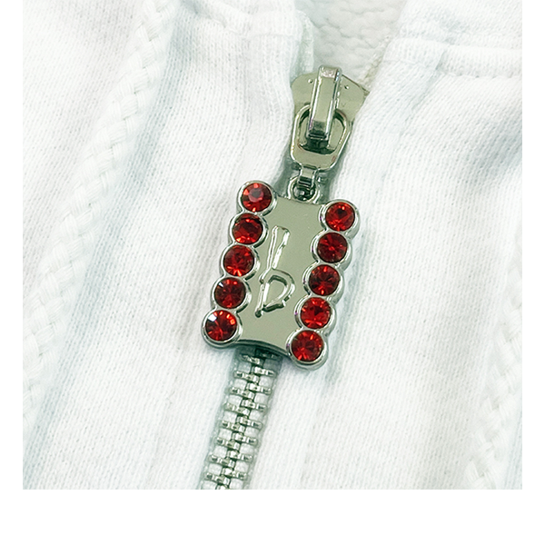 Emblem Zip Up Hoodie - White/Red - Image 3