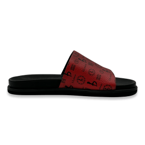 BB Pattern Leather Slides - Red