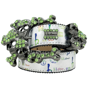 Silver BB Pattern Skull Pile Peridot