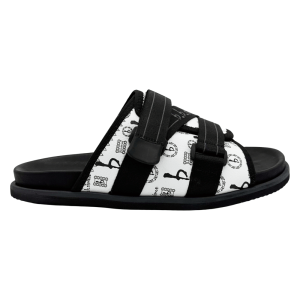 BB Pattern Strapped Slides - White