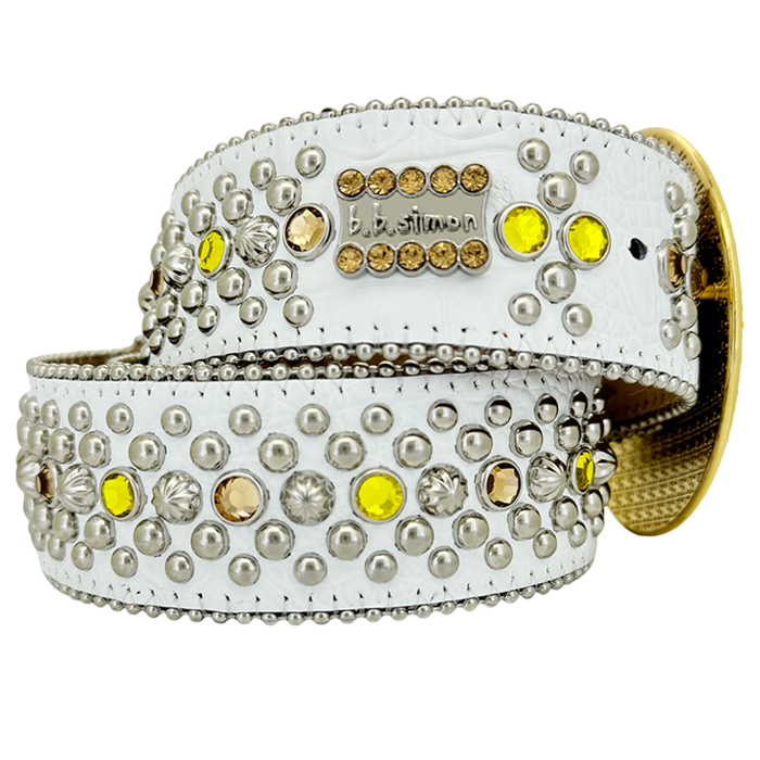 b.b. simon ビジュー付きベルト イエロー b.b. simon ビジュー付きベルト イエロー