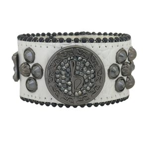 Cuff Round Crystal b- White/Black Jet Hem