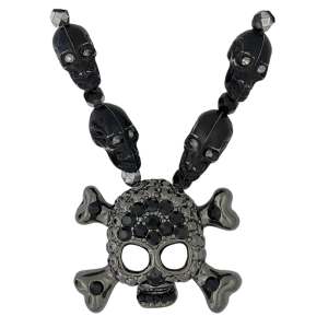 Skull N Crossbones Nightmare Necklace - Black/Jet
