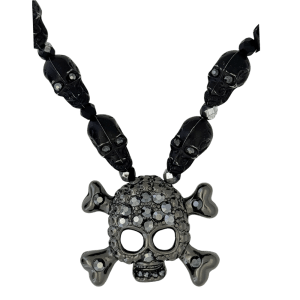 Skull N Crossbones Nightmare Necklace - Black/Black - B.B. Simon®