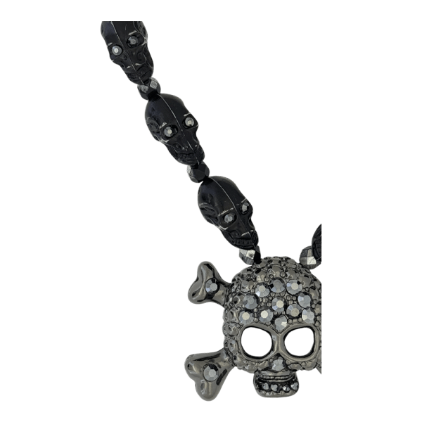 Skull N Crossbones Nightmare Necklace - Black/Black - B.B. Simon®