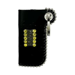 Retractable Lighter Holder - Embossed Black BB Pattern/Yellow