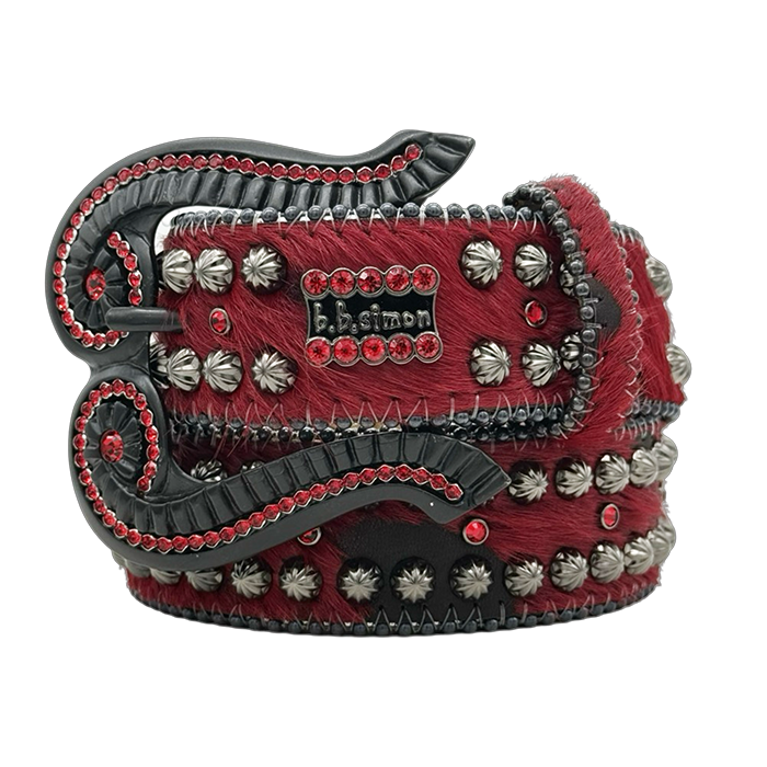 b b simon 赤黒ベルト ジルコニア希少 BB Simon Kish Belt Red Light Siam Crystal Black Rap Hip Hop 30 32