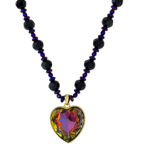 Heart Crystal Necklace –Volcano-Gold