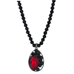 Pear Cluster Necklace –Red/Jet-Black