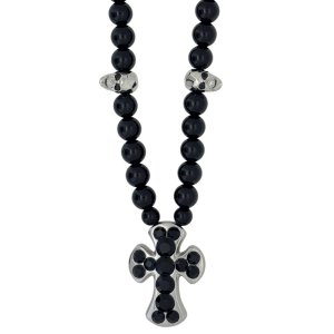 Cross/ Skull beads – Jet/Silver