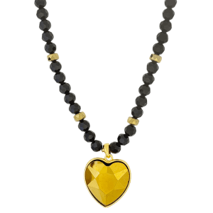 Gold Heart Necklace – Gold / Black