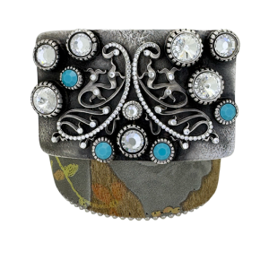 Butterfly Mosaic Turquoise  / Grey Floral - Silver