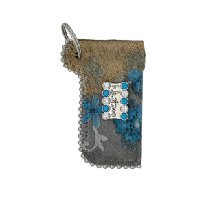 Retractable Lighter Holder -Turquoise / Grey Floral