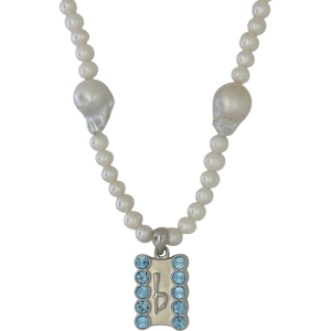 ‘b’ Logo /Large Pearl – Silver/ Aqua