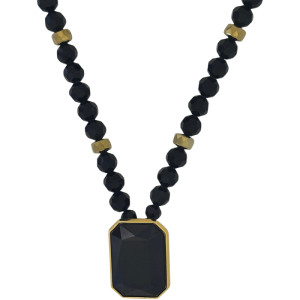 Emerald Cut Necklace / Jet - Gold