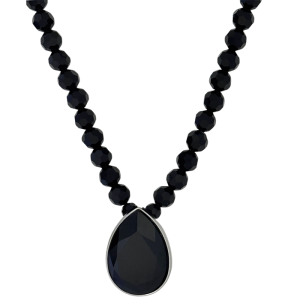 Teardrop Crystal/ Jet - Silver