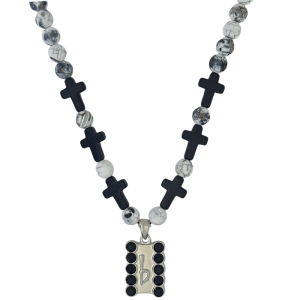 ‘b’ Logo - Cross'n Beads / Silver- Jet