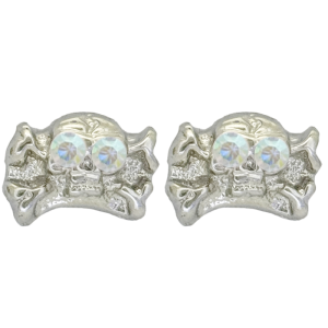 Skull Earrings - Silver/AB