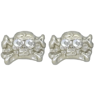 Skull Earrings - Silver/Clear