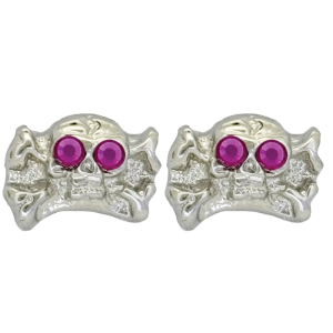 Skull Earrings - Silver/Fuchsia