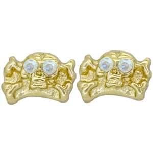 Skull Earrings - Gold/AB