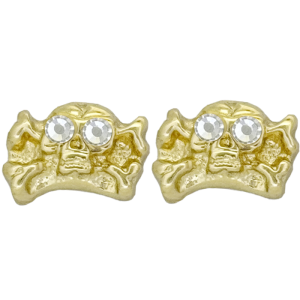 Skull Earrings - Gold/Clear