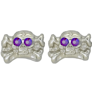Skull Earrings - Silver/Lt.Siam Shimmer