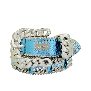 Skinny Crystal Curb Chain 360- Blue/ Silver