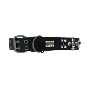 Pet Collar - Black / Fleur & Cross / AB
