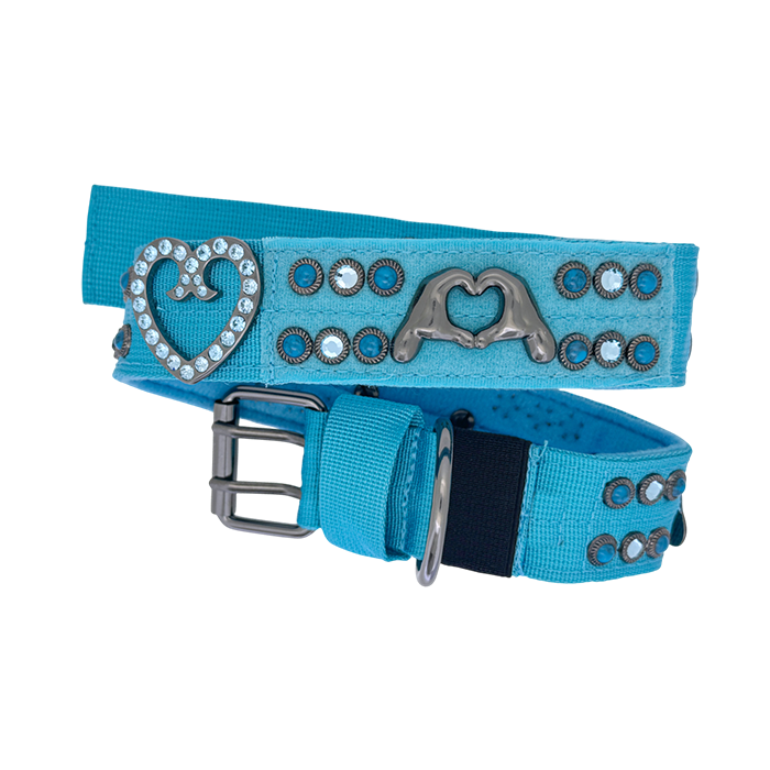Pet Collar - Blue / Heart & emoji - Turquoise-B - Image 8