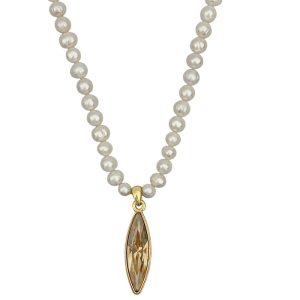 Feather Necklace -Pearl / Gold