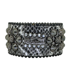 Lavasan Cuff Silver Coiled Serpent -Jet Hem