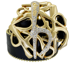 Gold Chaos Crystal ‘b’- Clear /Shiny Black Embossed