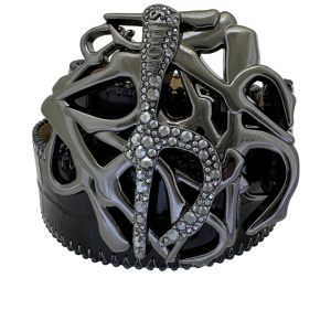 Black Chaos Crystal ‘b’- JetHem / Shiny Black Embossed