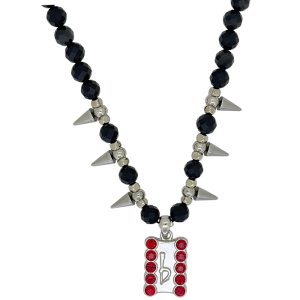 Silver Spikes – Black Onyx Beads  / Lt.Siam