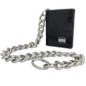 Chain Wallet - Shiny Black Embossed / Jet