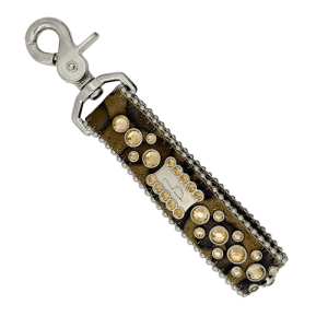 Keychain -Crystal ‘b’ Logo/ Brown Panther / Silver