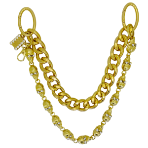 Pants Chain - Clear / Gold Skulls