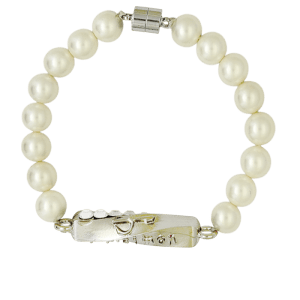 Bracelet  Twisted Cuboid Shape – Pearl / Silver