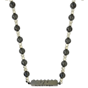 Hematite & Silver / Cuboid Shape / Black